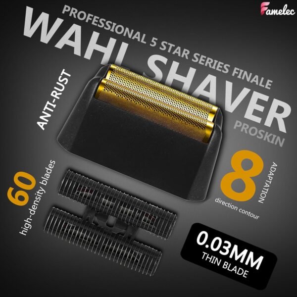Black Razor Blades 5 Star Series for Wahl Foil Shaver Replacement Head Model 7031-100, 7043-100, Foil & Cutter Bar Assembly Compatible with Wahl Finale Replacement Foil, Head Shavers for Men - Image 5