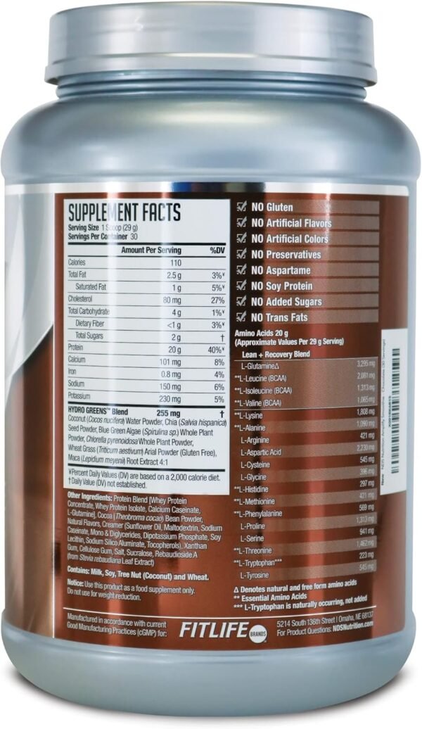 AMPLIFY NDS Nutrition Smoothie Premium Whey Protein Powder Shake with Added Greens and Amino Acids - Build Lean Muscle, Gain Strength, Lasting Energy, and Lose Fat - Double Chocolate (30 Servings) - Image 3