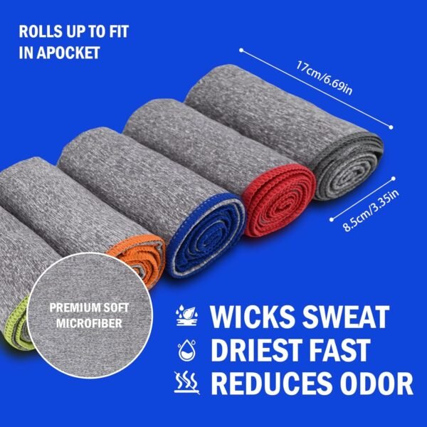Microfiber Quick Dry Gym Towel, Silver ION Odor-Free Absorbent Fiber, Fast Drying, Men & Women Workout Gear for Body Sweat, Working Out, Towels, 5 Pack,16 * 26.8Inch - Image 5