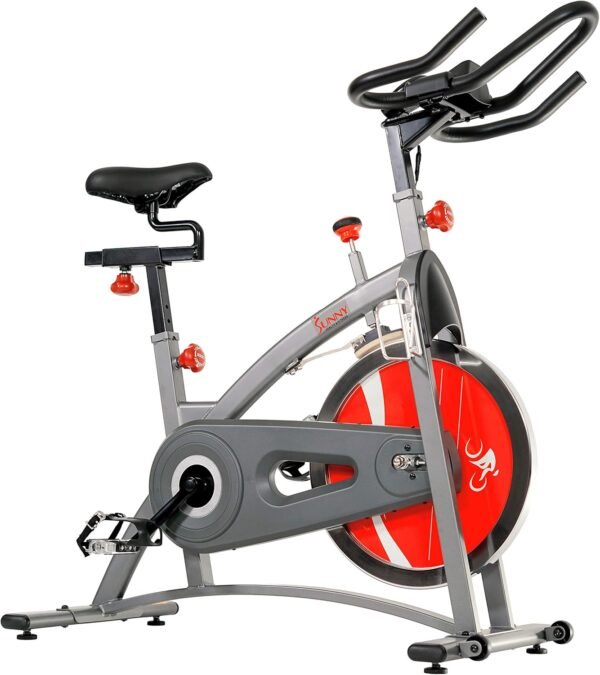 Sunny Health & Fitness Stationary Exercise Bike Machine w/4-Way Adjustable Cushion Seat & Multi-Grip Handlebar, Indoor Cycling Equipment for Home Cardio Training, Optional Heavy-Duty & 40LB Flywheel - Image 8