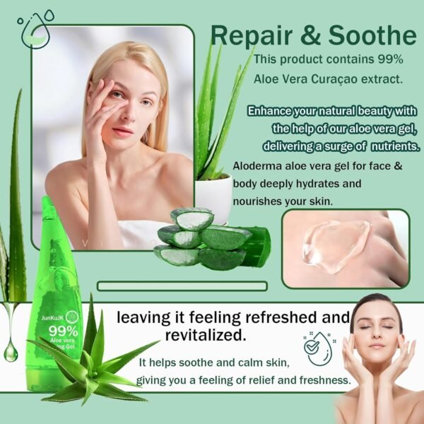 99% Purity Aloe Vera Gel,260ml - Hydrating Aloe Vera Gel for Face and Skin,No Sticky Moisturizing Aloe Gel - Image 3
