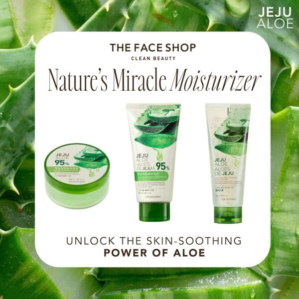 The Face Shop Jeju Aloe Soothing Gel | Multi-use Moisturizing & Soothing Gel For Face, Body & Sun Burn Care | 95% Aloe Vera Extract, All Skin Types, 10.14 fl oz, Korean Skincare - Image 8