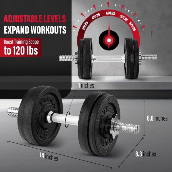 Yes4All Old School Adjustable Dumbbell Set with Weight Plates, Star Lock Collars/Connector, 40lbs to 200lbs Adjustable Weight Plates Set - Image 4