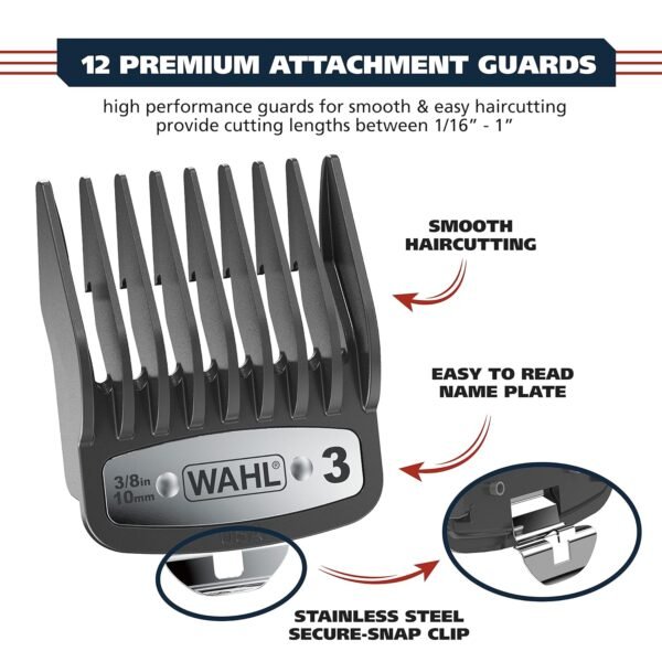 Wahl USA Pro Ultra Quiet High Torque Corded Hair Clipper for Ultra Quiet Operation and Cooler Operating Temperatures, Metal Housing with Bonus Hair Clipping Guard Caddy - Model 3000097 - Image 7