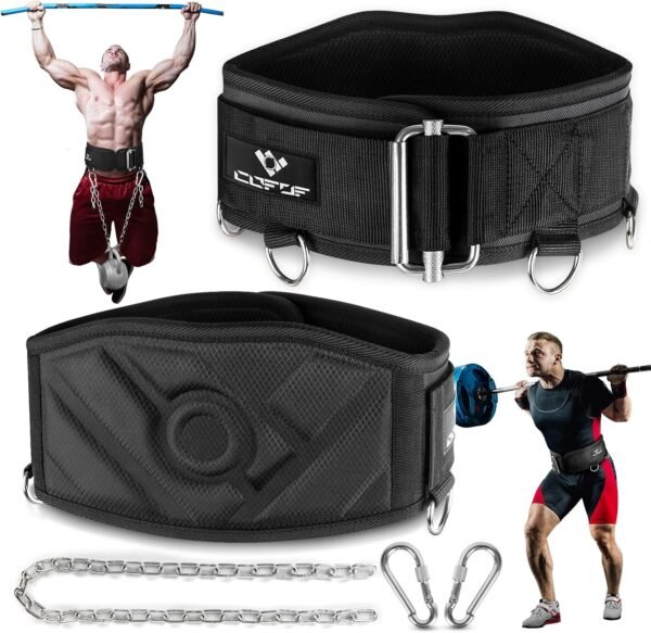 3-in-1 Weighted Pull Up Belt, Weight Lifting Dip Belt with 40.6 IN Chain & Self Locking, Weighted Gym Belt for Pull Up, Squat, Powerlifting & Deadlift, Capacity Up to 350 LBS - Image 2