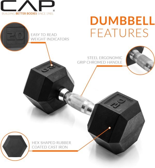 CAP Barbell Coated Dumbbell Weight | Multiple Options Pairs & Sets - Image 8