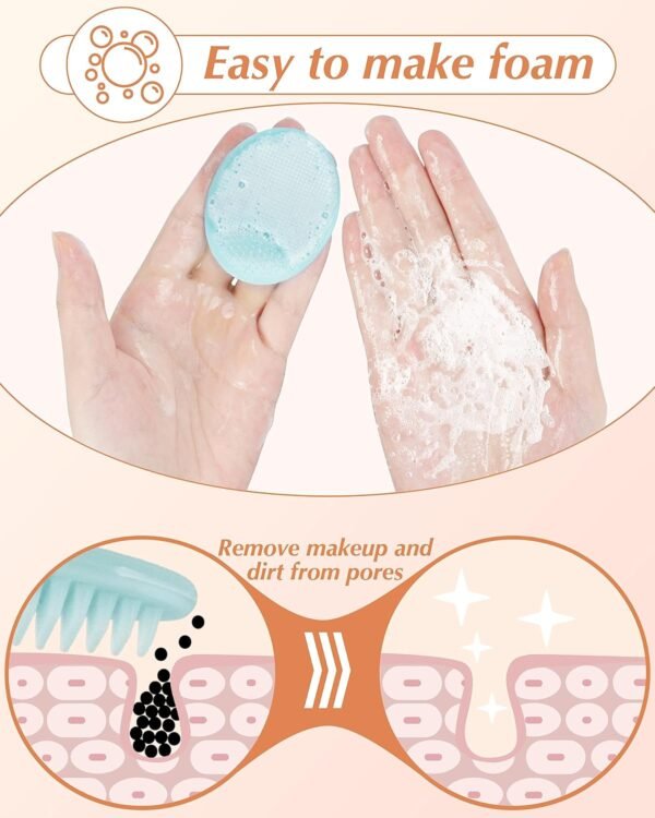 Face Scrubber, 8 PCS Silicone Face Scrubber Exfoliator for Women, Face Cleansing Brush Blackhead Acne Pore Pad for Deep Cleaning Skin Care - Image 4