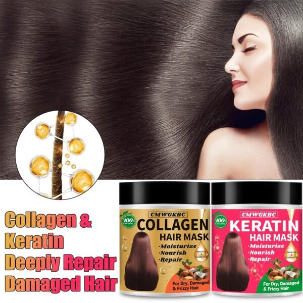 Collagen Hair Mask & Keratin Hair Mask for Damaged Hair,Keratin Hair Treatment,Repair Deep Conditioner for Dry Hair,Vitamin E Natural Hydrating Hair Mask with Argan Oil All Hair Type,Hair Care Gifts - Image 6
