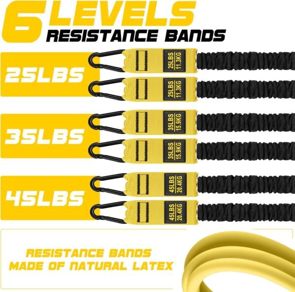 Pilates Bar Kit with Resistance Bands for Working Out, 210lbs Heavy Resistance Bands with Handles, Pilates Equipment with Resistance Band Bar for Men Women, at Home Gym Full Body Workout Equipment - Image 4