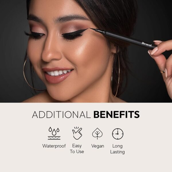 Aracelli Beauty Water Resistant Long-Lasting Eyeliner Pen - Precision Liquid Eye Liner with Smudge-Proof Formula - Easy Glide & Quick Dry - Perfect for Cat Eye & Winged Looks - Brown - Image 7