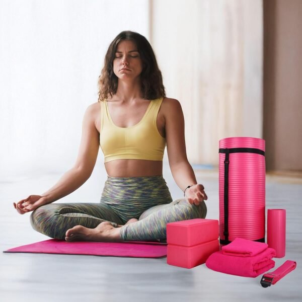 BalanceFrom 7-Piece Set - Include Yoga Mat with Carrying Strap, 2 Yoga Blocks, Yoga Mat Towel, Yoga Hand Towel, Yoga Strap and Yoga Knee Pad, Multiple Options - Image 7