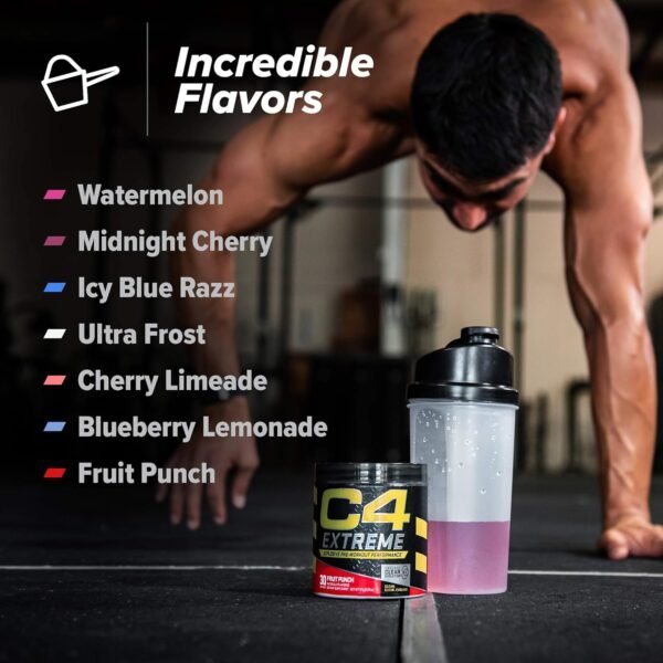 C4 Extreme Pre Workout Powder Icy Blue Razz | Preworkout Energy Supplement for Men & Women | 200mg Caffeine + Beta Alanine + Creatine | 60 Servings - Image 6