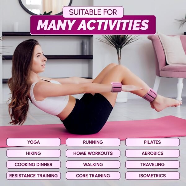Pilates Ankle Weights 2 Lbs/1Lb Each - Ankle and Wrist Weights Leg Weights for Women Weighted Wristbands Arm Weights for Walking Wrist Weight - Pilates Weights Wrist and Ankle Weights for Women - Image 7