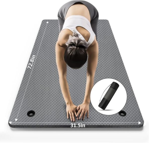 LFS Large Yoga Mat - 72"x 31.5" x 2/5 inch, Extra Wide and Extra Thick Non Slip Exercise & Fitness Yoga Mat with Band and Yoga Bag ，for All Types of Yoga Outdoor Practice, Pilates & Floor Workouts - Image 2