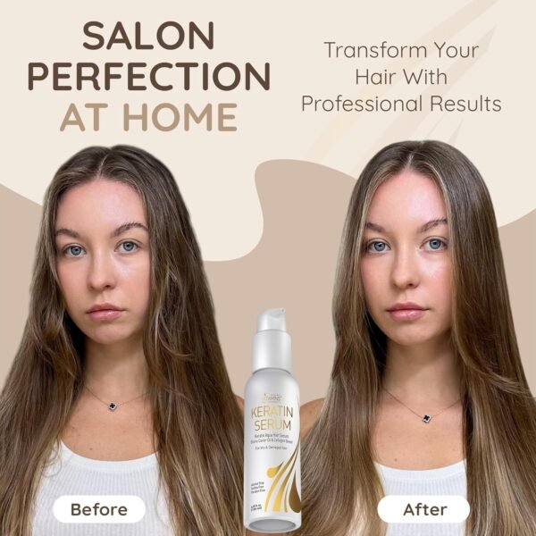 Vitamins Keratin Protein Hair Serum - Anti Frizz Control Hair Oil Repair Treatment - Gloss Shine & Heat Protectant for Frizzy Dry Damaged Locks - Image 3