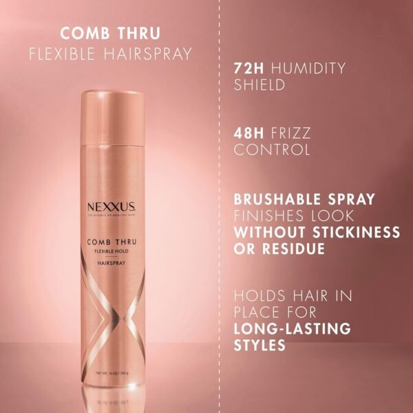 Nexxus Flexible Hold Hairspray Comb Thru for a Lightweight, Brushable Hold, with StyleProtect Technology 10 oz - Image 5