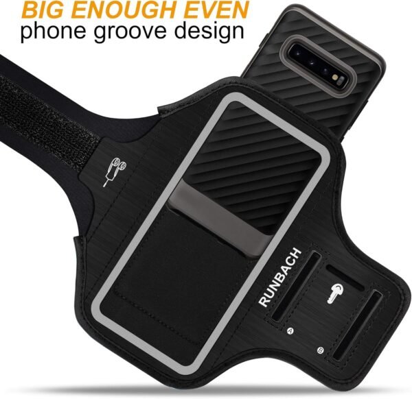 Armband for Samsung Galaxy S24/S23/S22/S21/S20/S10/S9/S8 up to 6.2", Water Resistant Running Exercise Gym Bag with Card Slot and Key Holder (Black) - Image 8