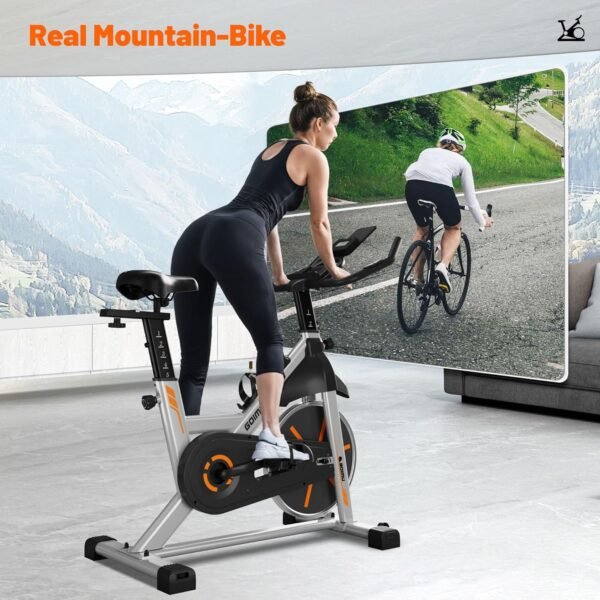 Stationary Exercise Bike, Indoor Cycling Bike, 7-Way Adjustable Seat for Cycling Cardio workout at Home, Heavy-Duty Steel Frame with Tablet Mount & LCD Monitor, 1 Second Quick Brake Stop - Image 10