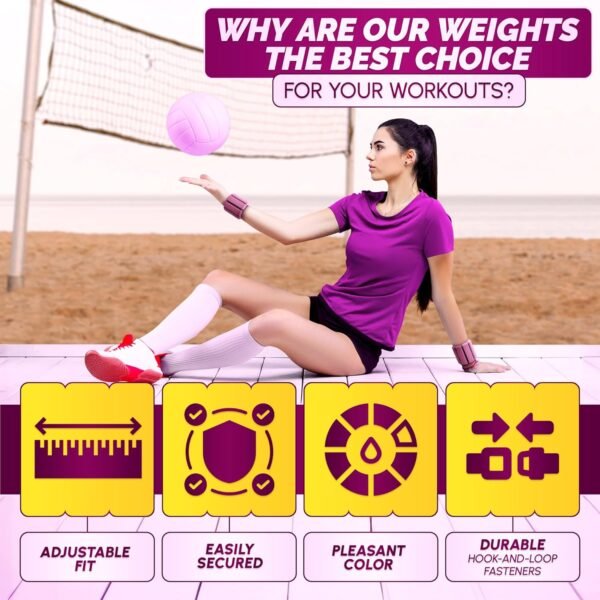 Pilates Ankle Weights 2 Lbs/1Lb Each - Ankle and Wrist Weights Leg Weights for Women Weighted Wristbands Arm Weights for Walking Wrist Weight - Pilates Weights Wrist and Ankle Weights for Women - Image 5