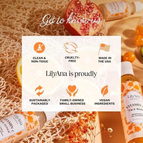 LilyAna Naturals Vitamin C Serum for Face - Face Serum with Hyaluronic Acid and Vitamin E, Anti Aging Serum, Reduces Age Spots and Sun Damage, Promotes Collagen and Elastin (1oz) - Image 8