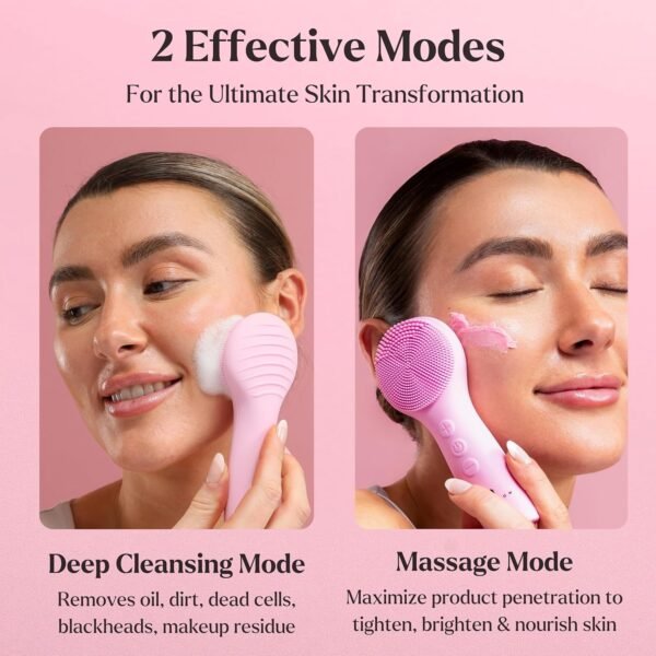 Facial Cleansing Brush - Valentines Gift - for Deep Cleansing, Gentle Exfoliating and Massaging - Waterproof and Rechargeable Face Cleanser Brush - Valentine Gifts for Women, Galentines Day Gifts - Image 4