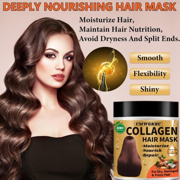 Collagen Hair Mask & Keratin Hair Mask for Damaged Hair,Keratin Hair Treatment,Repair Deep Conditioner for Dry Hair,Vitamin E Natural Hydrating Hair Mask with Argan Oil All Hair Type,Hair Care Gifts - Image 5