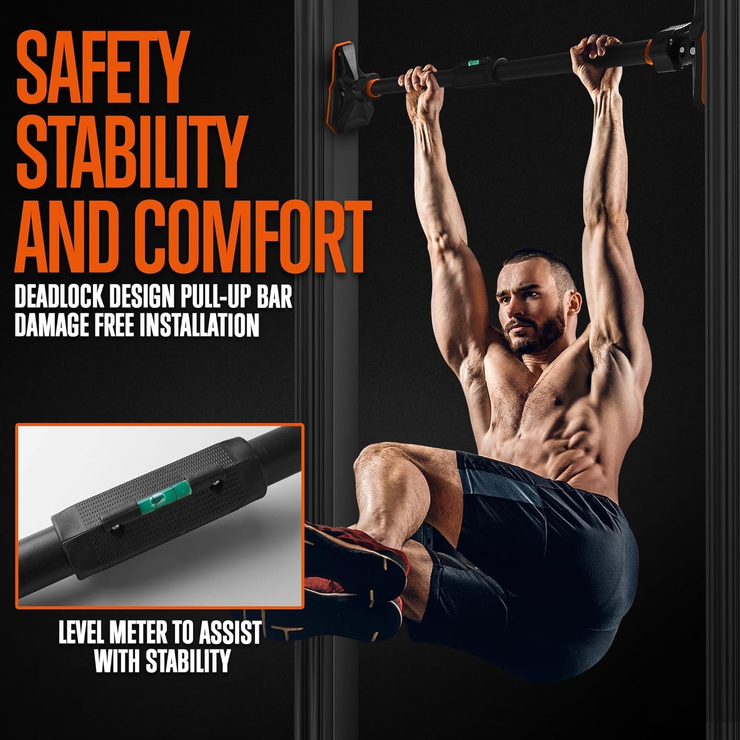 SQUATZ Adjustable Pull-Up & Chin-Up Bar - Door Frame Pullup & Doorway No-Screw, No-Damage Hanging Bar for Home Strength Training Exercise Equipment for Men and Women (29 to 45 inches) - Image 6