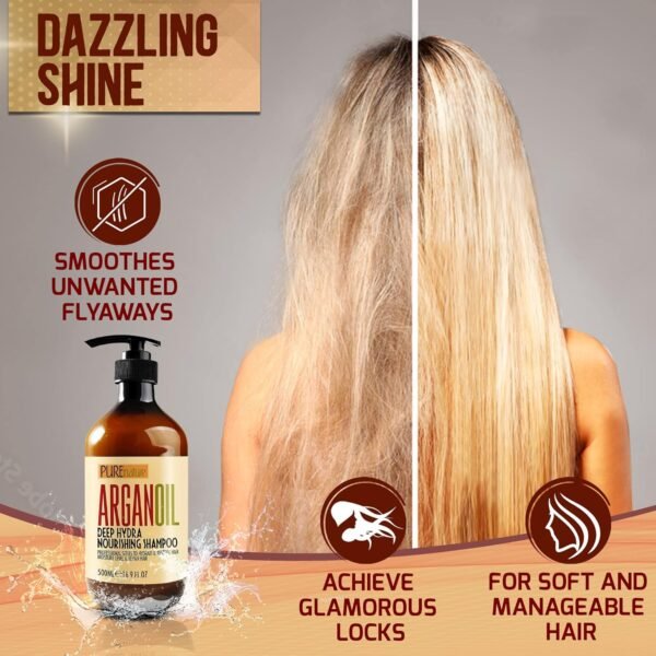 Moroccan Argan Oil Shampoo - Sulfate SLS Paraben Free Moisturizing Treatment for Women and Men - For All Types Including Curly, Dry, Damaged and Oily Hair - Hydrating and Nourishing - Salon Grade - Image 5