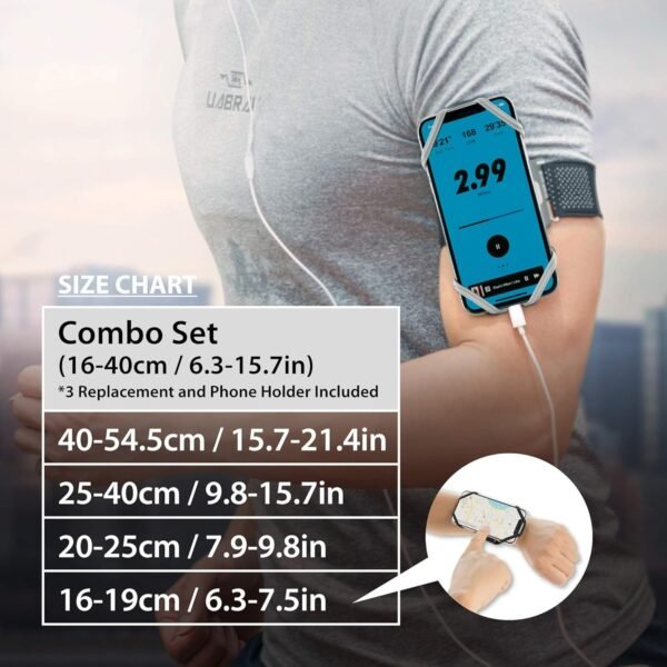 BONE Run Tie 1, Running Cell Phone Holder, Skin-Friendly & Washable Silicone Sport Armband, Universal Workout Phone Carrier Compatible with Most Smartphone (Luminous - Size L/Arm Size 9.8-15.7") - Image 7