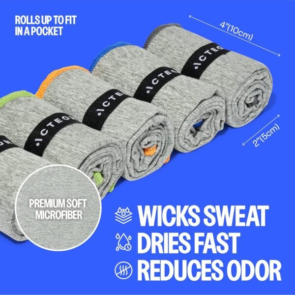 Acteon Microfiber Quick Dry Gym Towel, Silver ION Odor-Free Absorbent Fiber, Fast Drying, Men & Women Workout Gear for Body Sweat, Working Out, Towels - Image 5