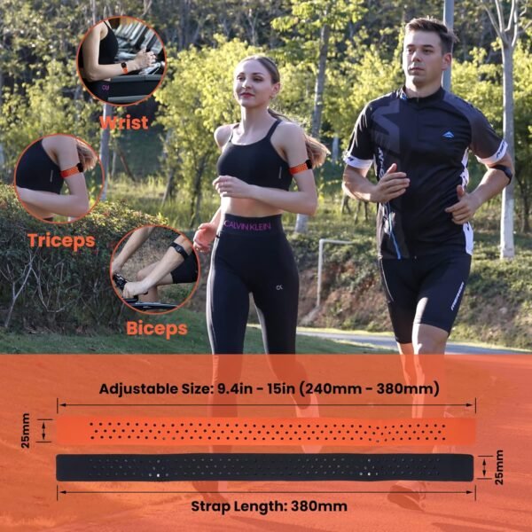 LIVLOV V11 Replacement Armband Strap Compatible with Scosche Rhythm+, Polar OH1, Magene Heart Rate Monitor, 25mm Adjustable Waterproof Wristband for Garmin Smartwatch - Image 8