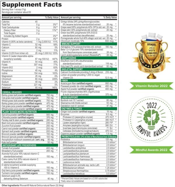 Vibrant Health, Green Vibrance, Includes 65 Plant-Based Superfoods, 25 Billion Probiotics, Fiber, Adaptogens & Enzymes, 83 Servings - Image 5