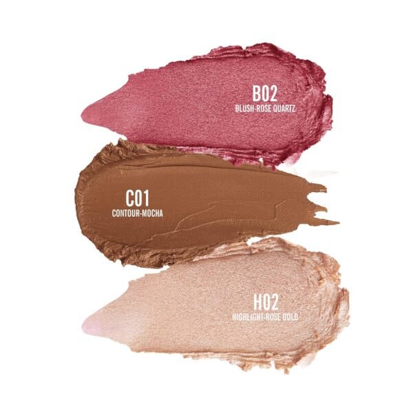KIMUSE Multi Stick Trio Face Makeup, Cream Blush Stick for Cheeks & Lips, Contour Stick & Highlighter Makeup Sticks for All Skin - Image 3