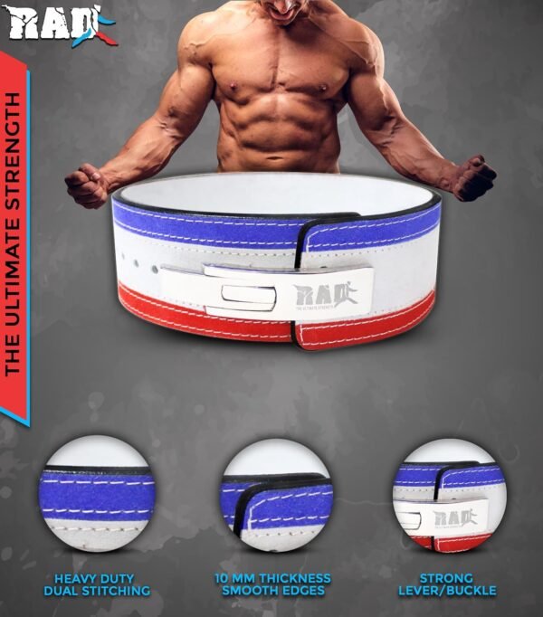 RAD Lever Weight Lifting Gym Belt for Men & Women Size 63 TO107 CM,Thick 10MM & Width 4 Inch Lever Powerlifting Belts for Women Dead Lift Workout Belt Leather Weight Lifting Lever Gym Squat Belt - Image 5