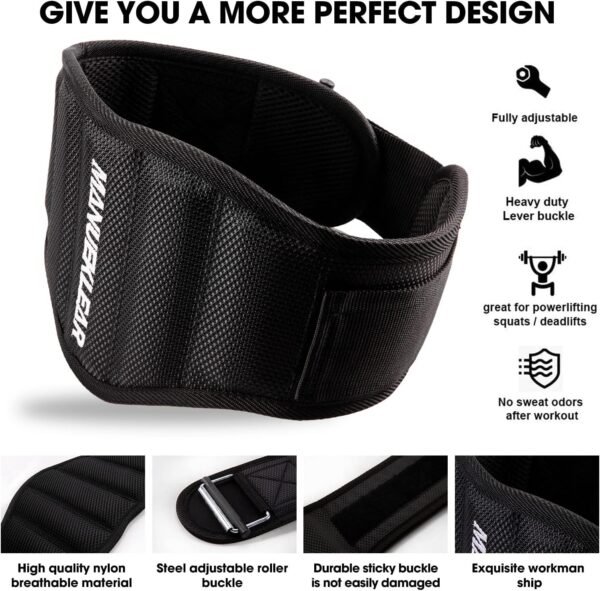 MANUEKLEAR Gym Weight Lifting Belt Weight Lifting Workout Weightlifting Powerlifting Belt for Men Women - 7.5inch - Bodybuilding Fitness Back Support for Cross Training, Squats, Lunges - Image 3