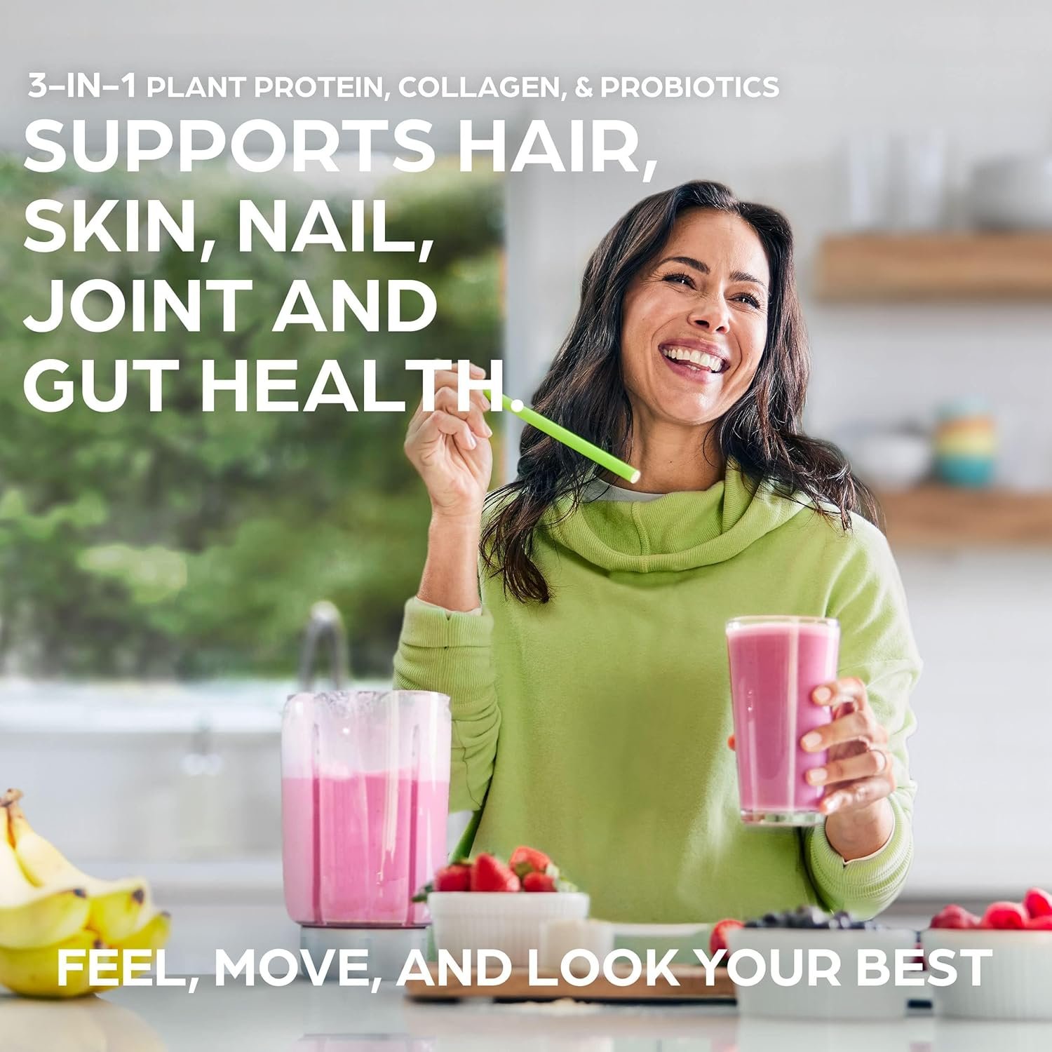 Orgain Protein Powder + Collagen, Vanilla Bean - 25g of Protein, 10g Collagen Peptides, Type I & III, 1B CFU Probiotics, Supports Hair, Skin, Nail, Joint & Gut Health, Gluten Free - 1.6lb - Image 4