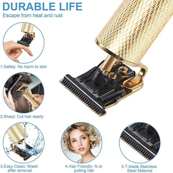 Professional Hair Clippers for Men Electric Haircut Kit Hair Trimmer Grooming Waterproof Rechargeable Close Cutting T Blade Trimmer USB Rechargeable Clippers for Hair Cutting with Guide Combs - Image 5