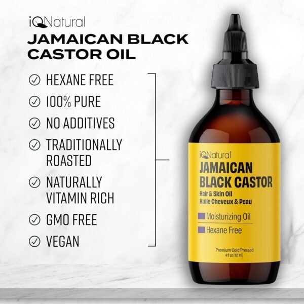 4oz Organic Cold Pressed Jamaican Black Castor Oil for Hair Growth and Damaged, Dry Scalp - Unscented, Hexane-Free - Image 4