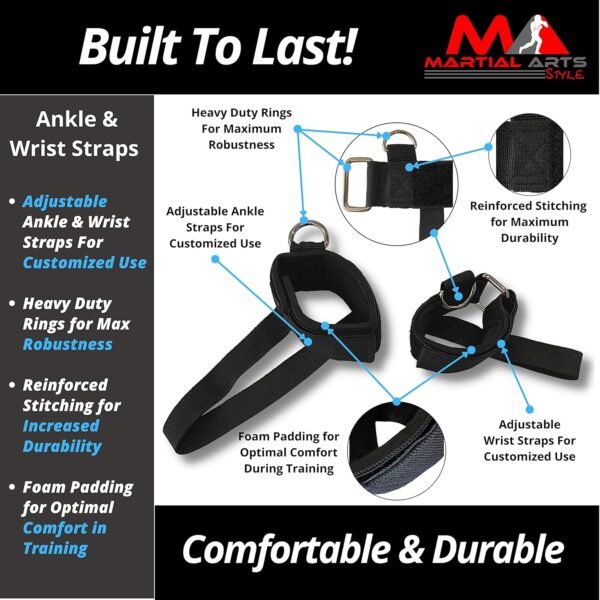 Boxing Resistance Bands for MMA Martial Arts Resistance Training at Home for Punches/Kicks, 150lbs Exercise Bands Full Body Fitness Workout to Enhance Explosive Power/Speed/Agility - Image 6