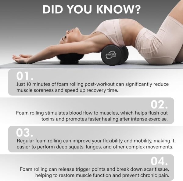Invincible Fitness EPP Foam Roller for Deep Tissue Massage – Enhance Recovery, Relieve Pain, and Boost Mobility for a Stronger, Healthier You - Image 6