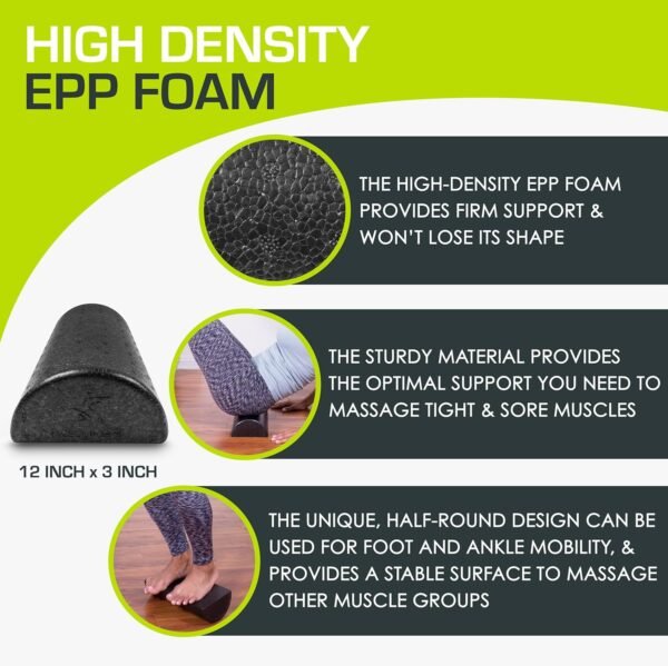 ProsourceFit High Density Foam Rollers 36 - inches long. Firm Full Body Athletic Massager for Back Stretching, Yoga, Pilates, Post Workout Trigger Point Release, Black - Image 4