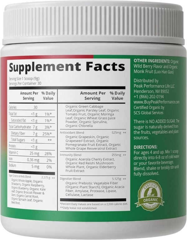 Kids Greens and Reds Superfood Powder. Best Tasting Organic Vegan Super Food Juice with 25+ Real Fruits and Vegetables. Gluten Free Real Food Vitamins. Green and Red Superfoods Supplement for Children - Image 7