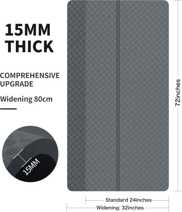 nuveti Large Exercise Mat - 15mm/20mm/30mm Thick Yoga Mat | Workout Mat for Fitness, Yoga, Pilates, Stretching & Floor Exercises for Women & Men with Free Carrying Bag - Image 4