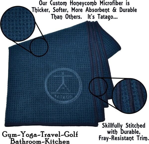 Tatago Hot Yoga Sweat Towel & Hand Towel - Soft & Absorbent, Quick Drying Microfiber, Non Slip for XL Yoga Mat or Gym, Travel Towel 2-Pack - Image 6