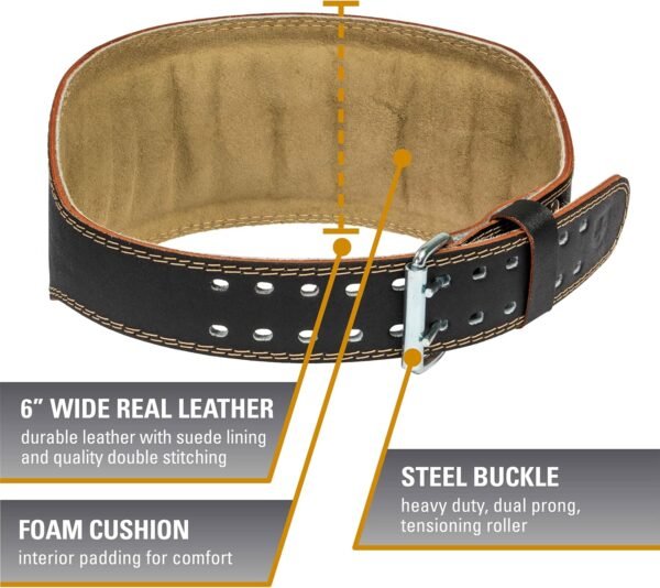 Harbinger Padded Leather Contoured Gym Weightlifting Belt with Suede Lining and Steel Roller Buckle for Lifting Support Small - Image 4