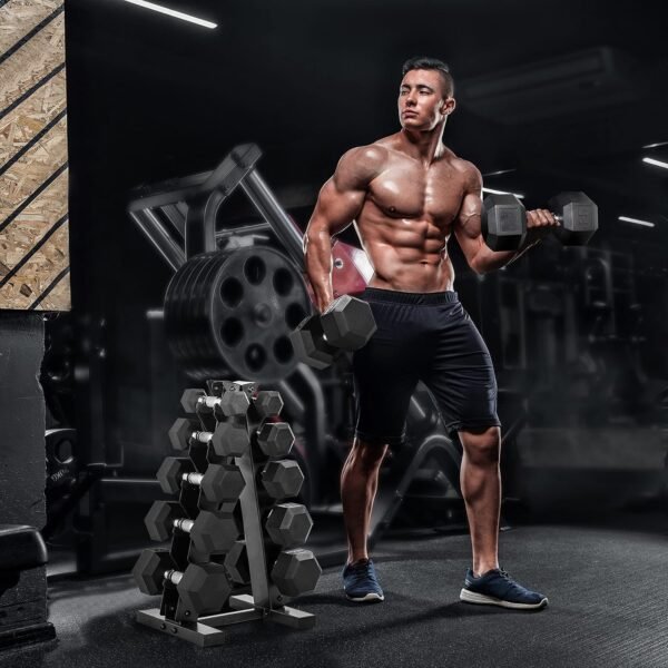 WF Athletic Supply 200Lb Dumbbell Set, 10-30Lb Dumbbell Set with Two-Tier Storage Rack for Muscle Toning, Strength Building & Weight Loss - Multiple Choices Available - Image 7