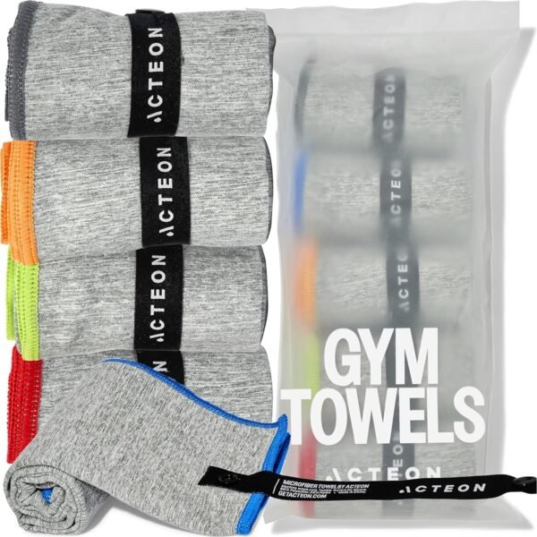 Acteon Microfiber Quick Dry Gym Towel, Silver ION Odor-Free Absorbent Fiber, Fast Drying, Men & Women Workout Gear for Body Sweat, Working Out, Towels - Image 2