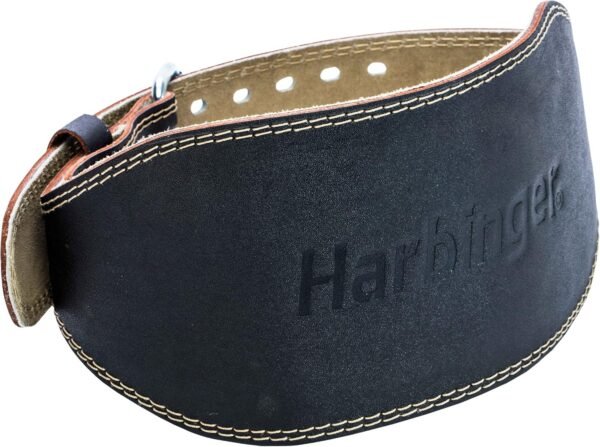 Harbinger Padded Leather Contoured Gym Weightlifting Belt with Suede Lining and Steel Roller Buckle for Lifting Support Small - Image 2