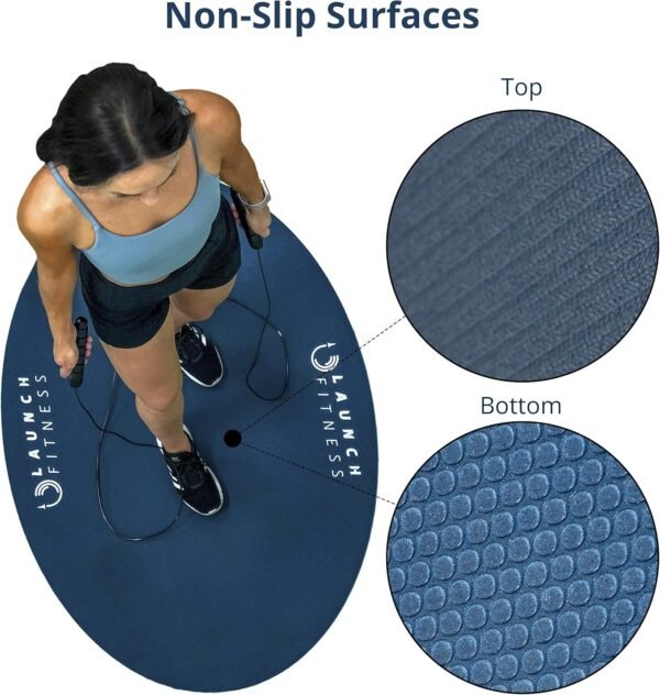 Omni 52"x32" Non-Slip Jump Rope Mat, Shock Absorbing Extra Thick Design - Image 4