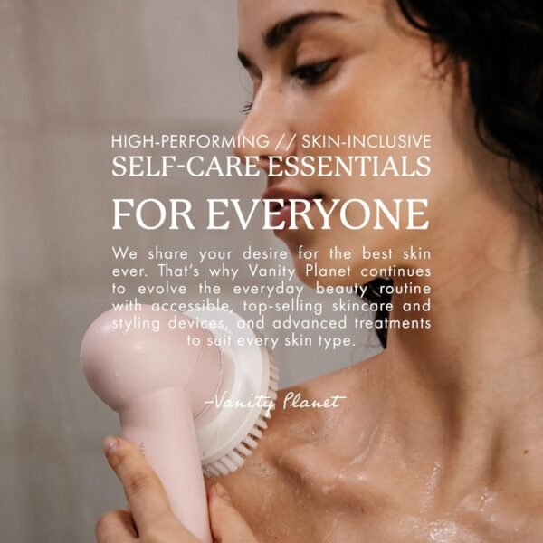 Vanity Planet Raedia 2.0 Facial Cleansing Brush, 4 Interchangeable Brush Heads, Pink - Daily Cleansing Face Exfoliator for Glowing & Acne Prone Skin - Lightweight Silicone Water-Resistant Body Brush - Image 7